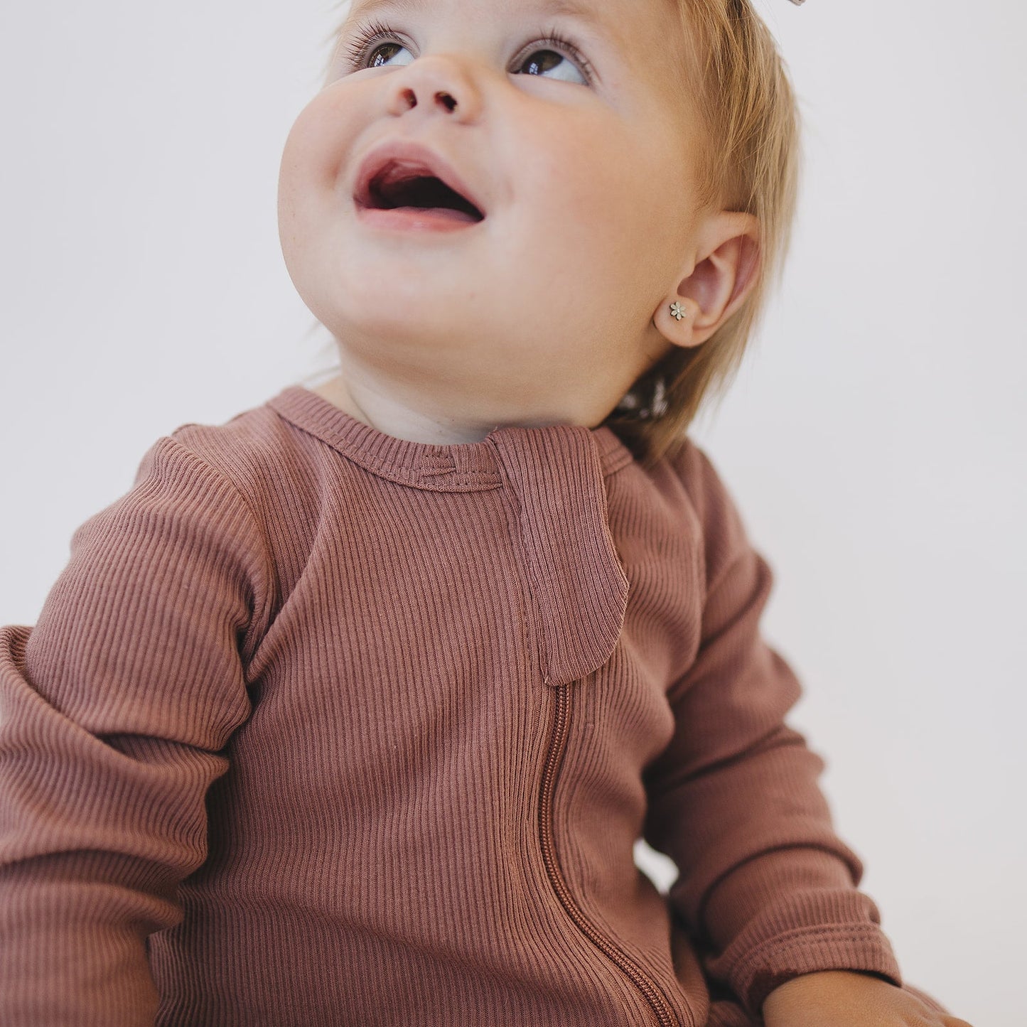 Dusty Rose Organic Cotton Ribbed Zipper - Mack & Harvie