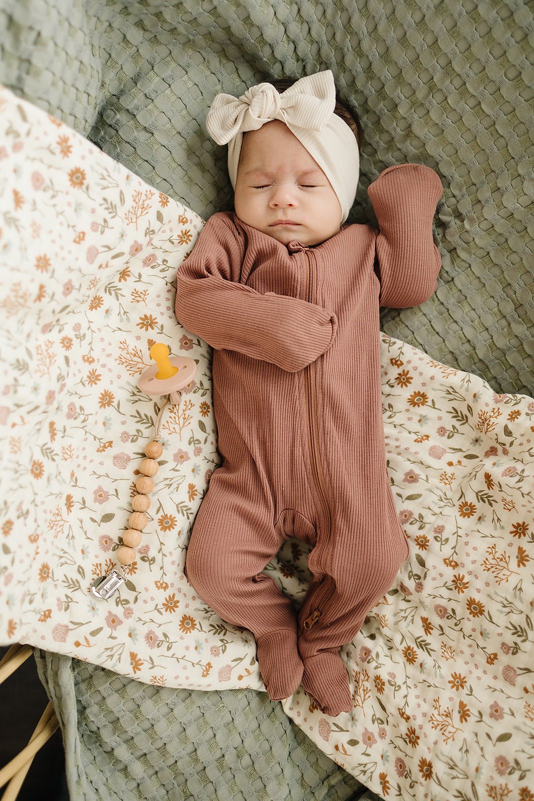 Dusty Rose Organic Cotton Ribbed Zipper - Mack & Harvie