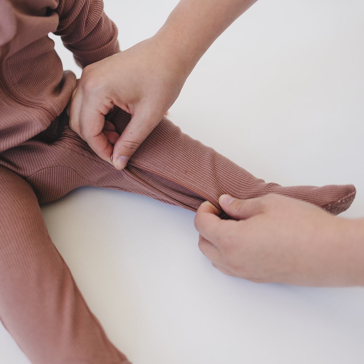 Dusty Rose Organic Cotton Ribbed Zipper - Mack & Harvie
