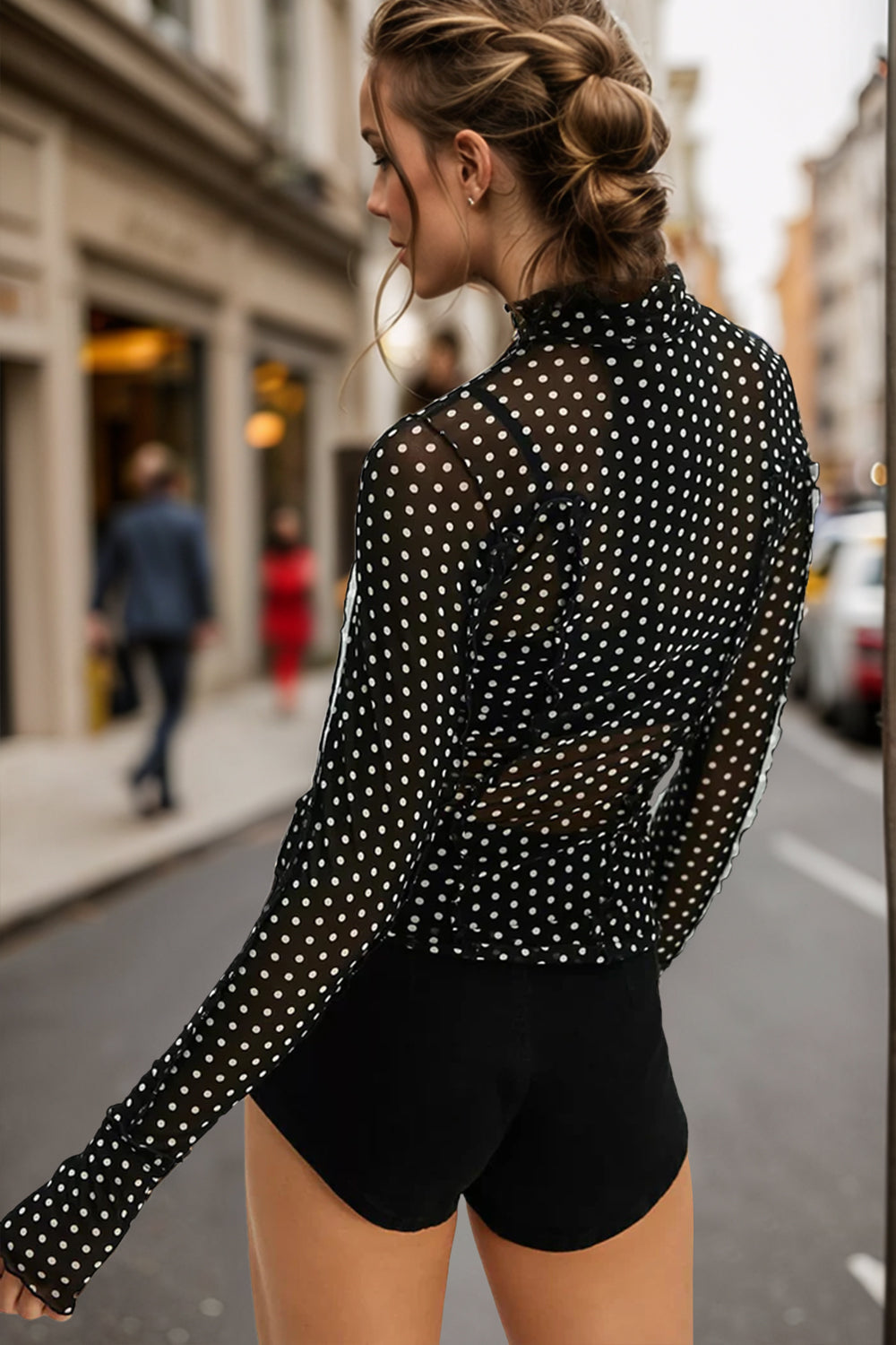 Printed Mock Neck Long Sleeve Top