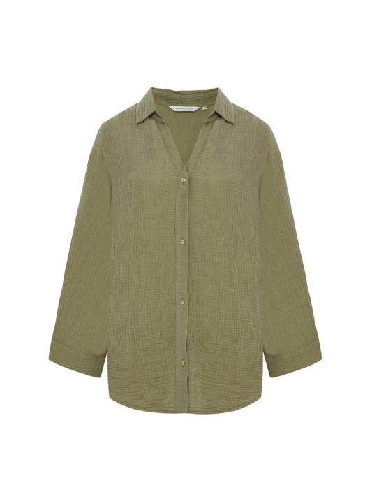 Echo Maxi Shirt - Khaki Green - Mack & Harvie