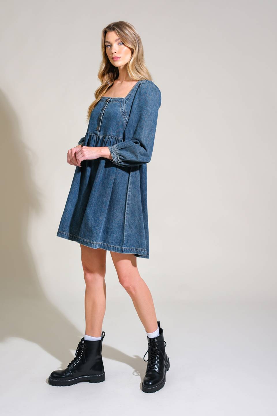 EXOTIC ESCAPE DENIM MINI DRESS - Mack & Harvie