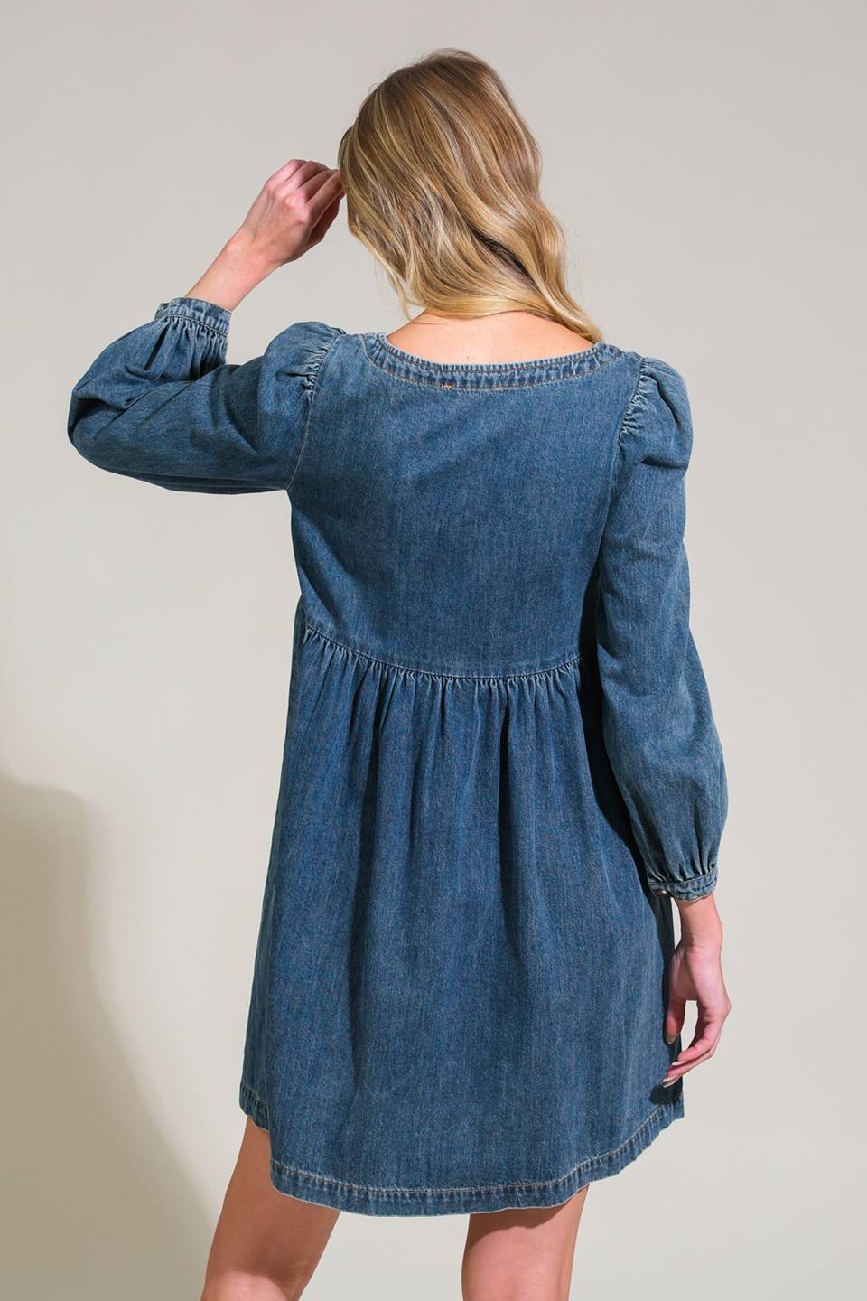 EXOTIC ESCAPE DENIM MINI DRESS - Mack & Harvie