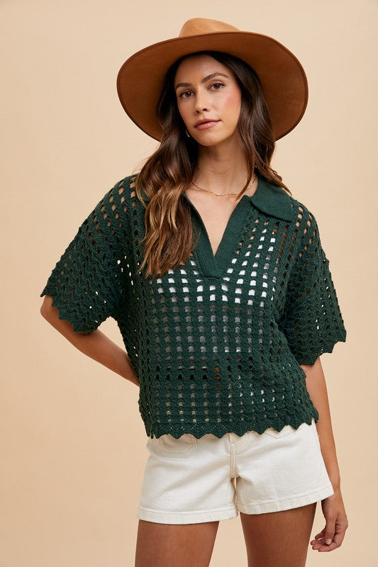 Johnny Collar Knit Cover Up