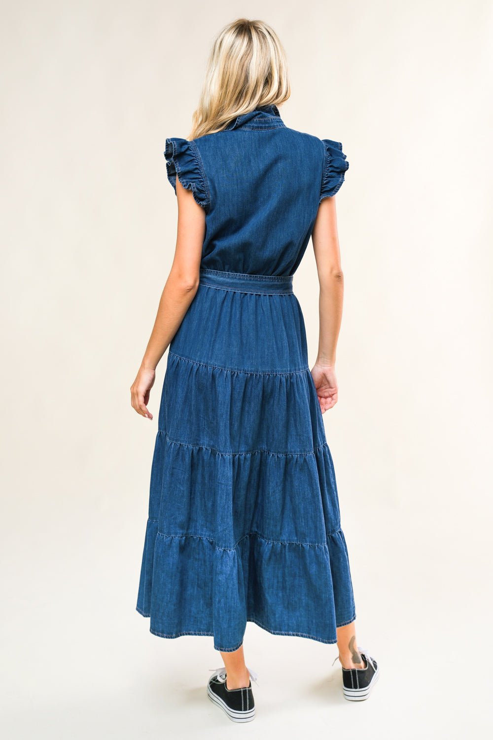 FAN FAVORITE WOVEN DENIM MIDI DRESS - Mack & Harvie