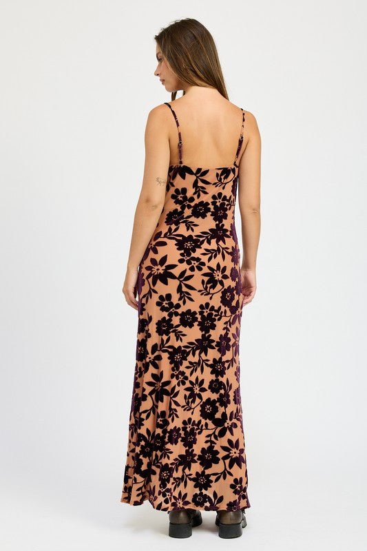 FLORAL PRINT COWL NECK MAXI DRESS - Mack & Harvie
