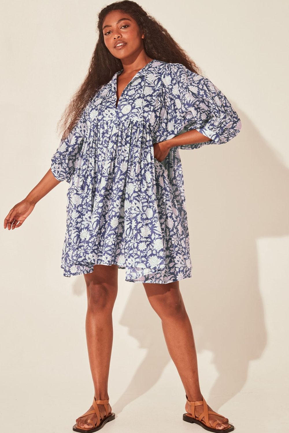 Floral Tie Neck Lantern Sleeve Dress - Mack & Harvie