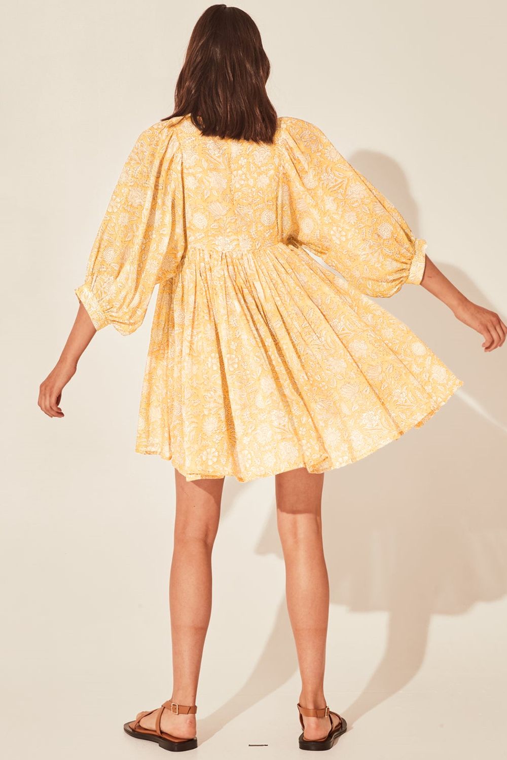 Floral Tie Neck Lantern Sleeve Dress - Mack & Harvie