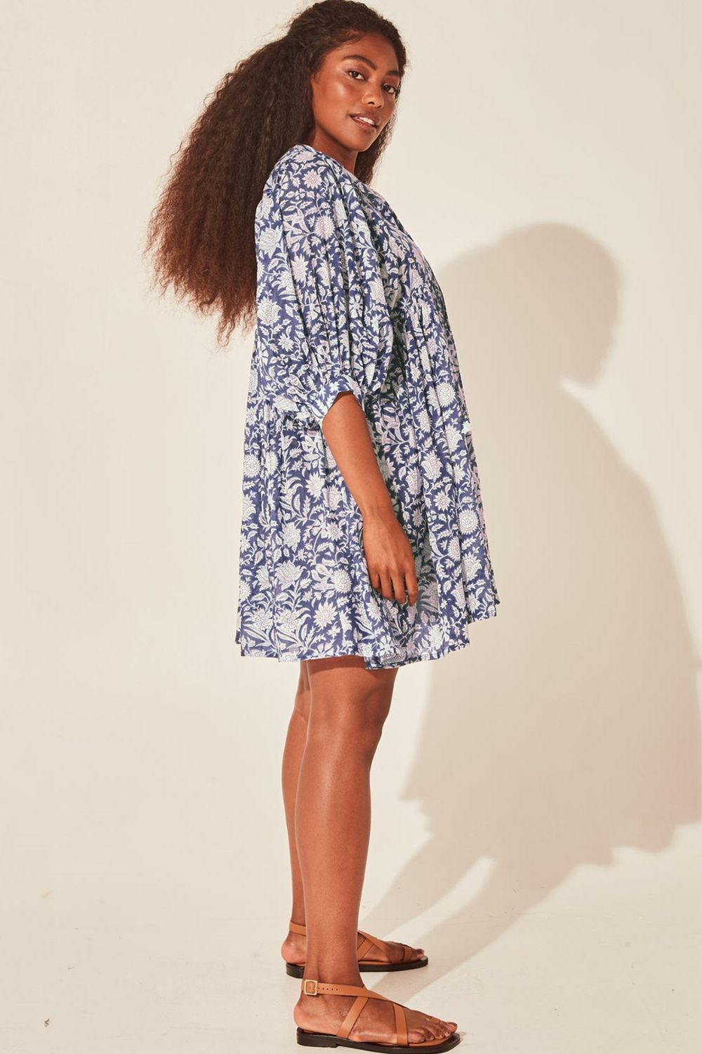 Floral Tie Neck Lantern Sleeve Dress - Mack & Harvie