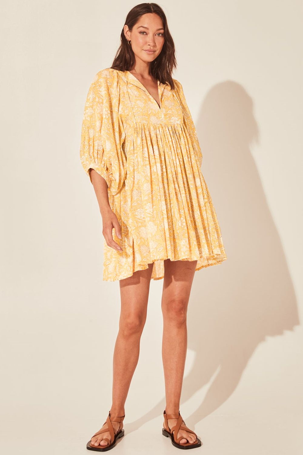 Floral Tie Neck Lantern Sleeve Dress - Mack & Harvie