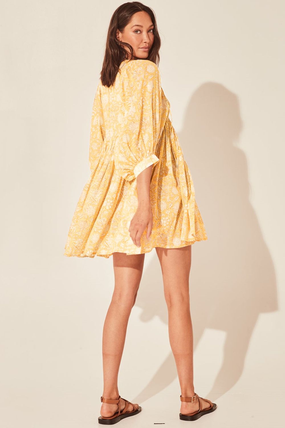 Floral Tie Neck Lantern Sleeve Dress - Mack & Harvie