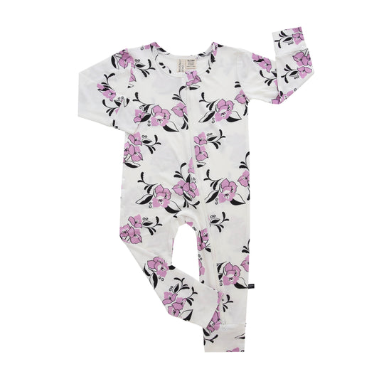 Amalfi Coast Purple Flower Zippered Romper