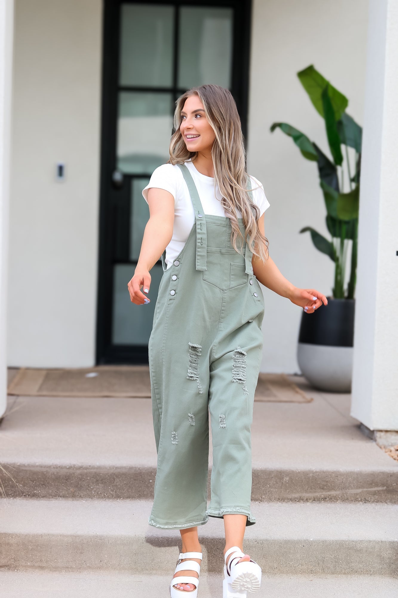 Frankie Denim Overalls in Sage - Mack & Harvie