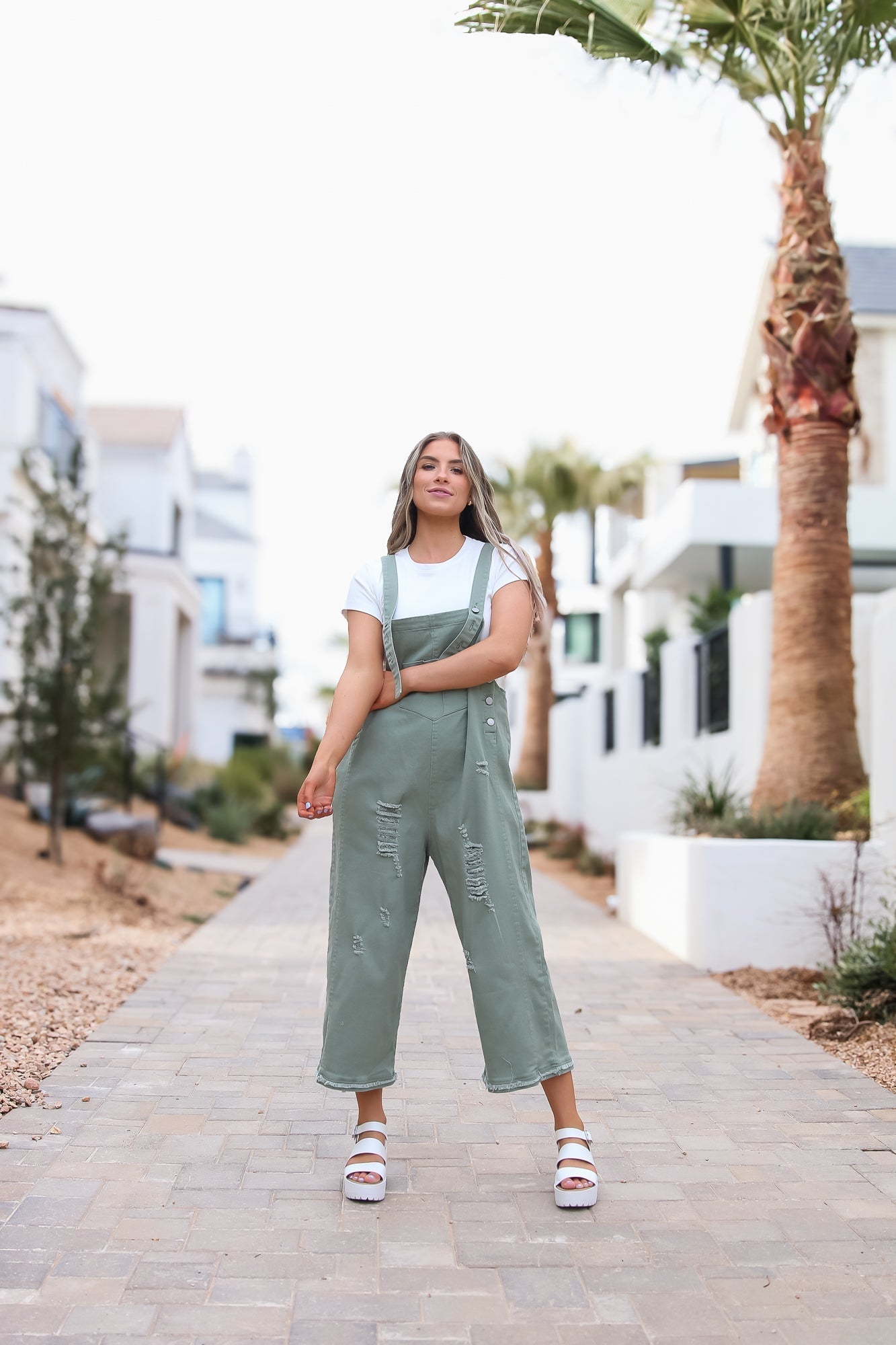 Frankie Denim Overalls in Sage - Mack & Harvie