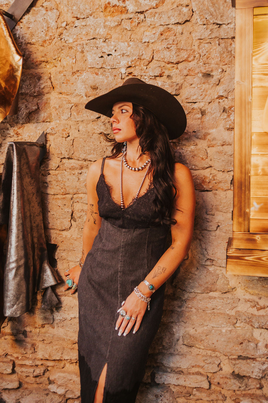 SALE The Rhodes Denim Dress in Black