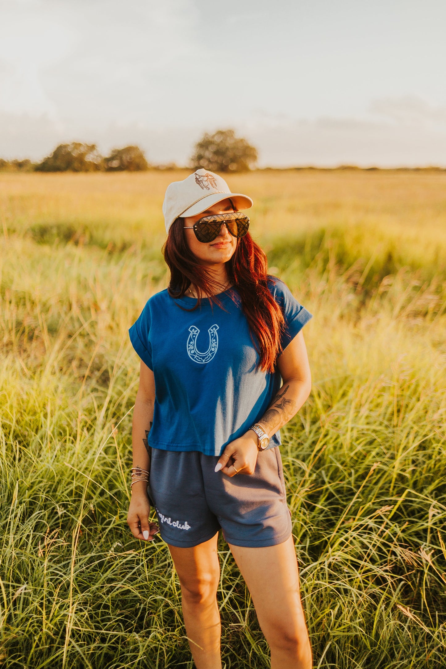 The Cowgirl Club Scuba Shorts in Indigo