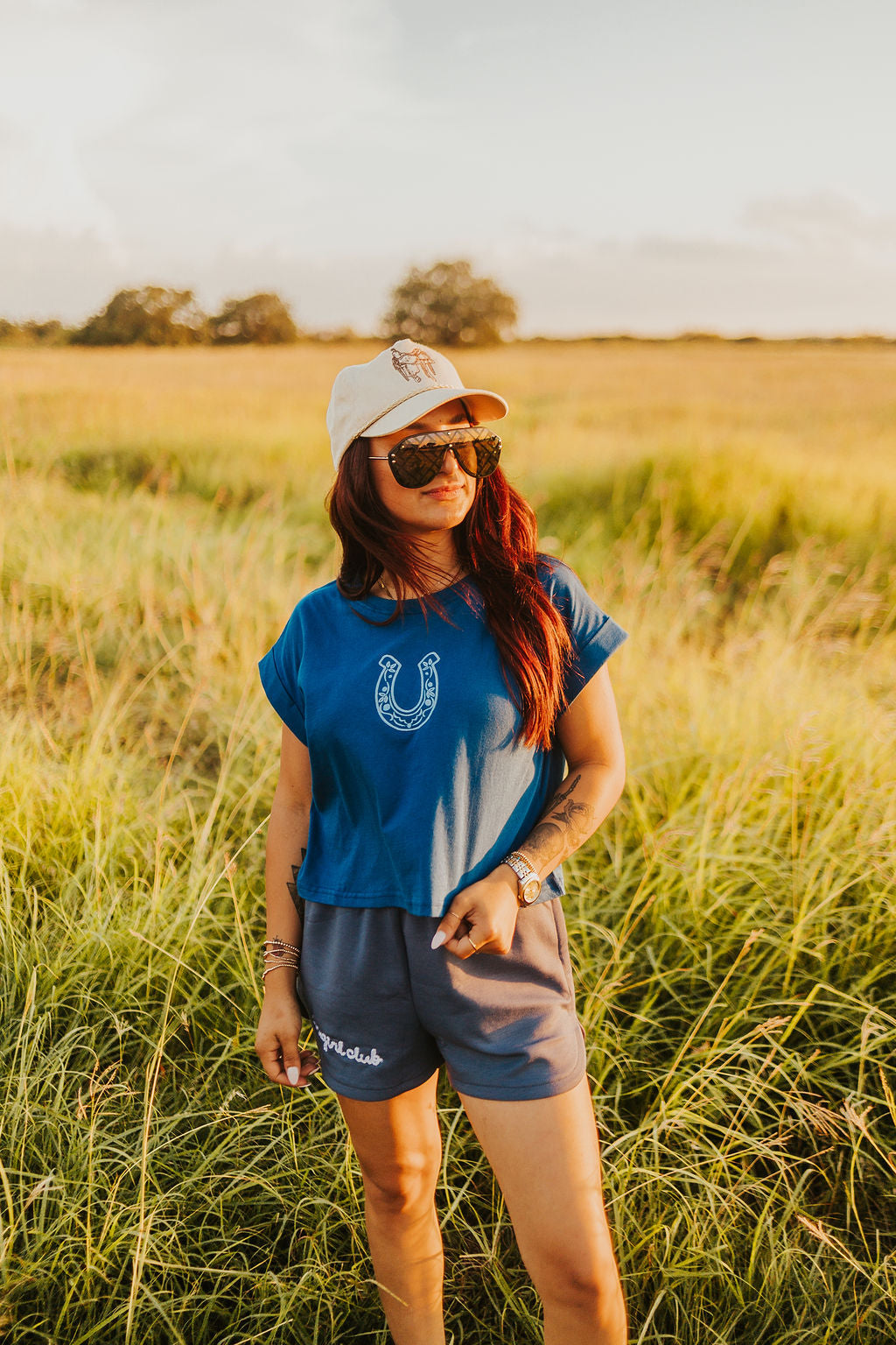 The Cowgirl Club Scuba Shorts in Indigo