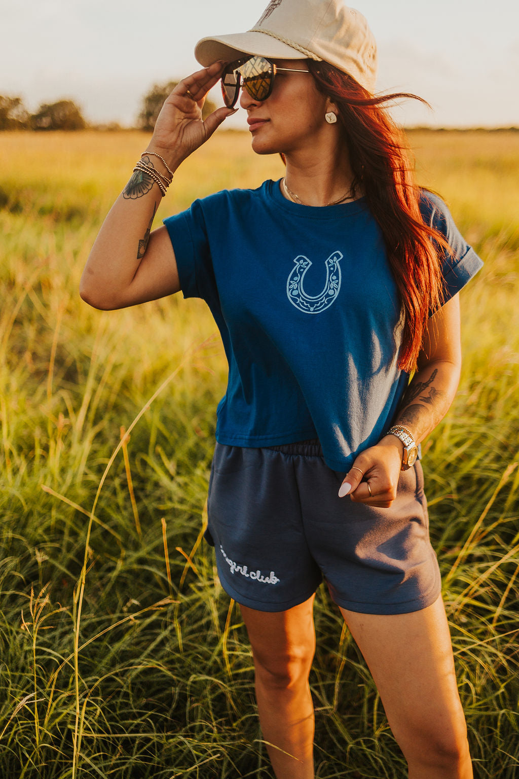 The Cowgirl Club Scuba Shorts in Indigo