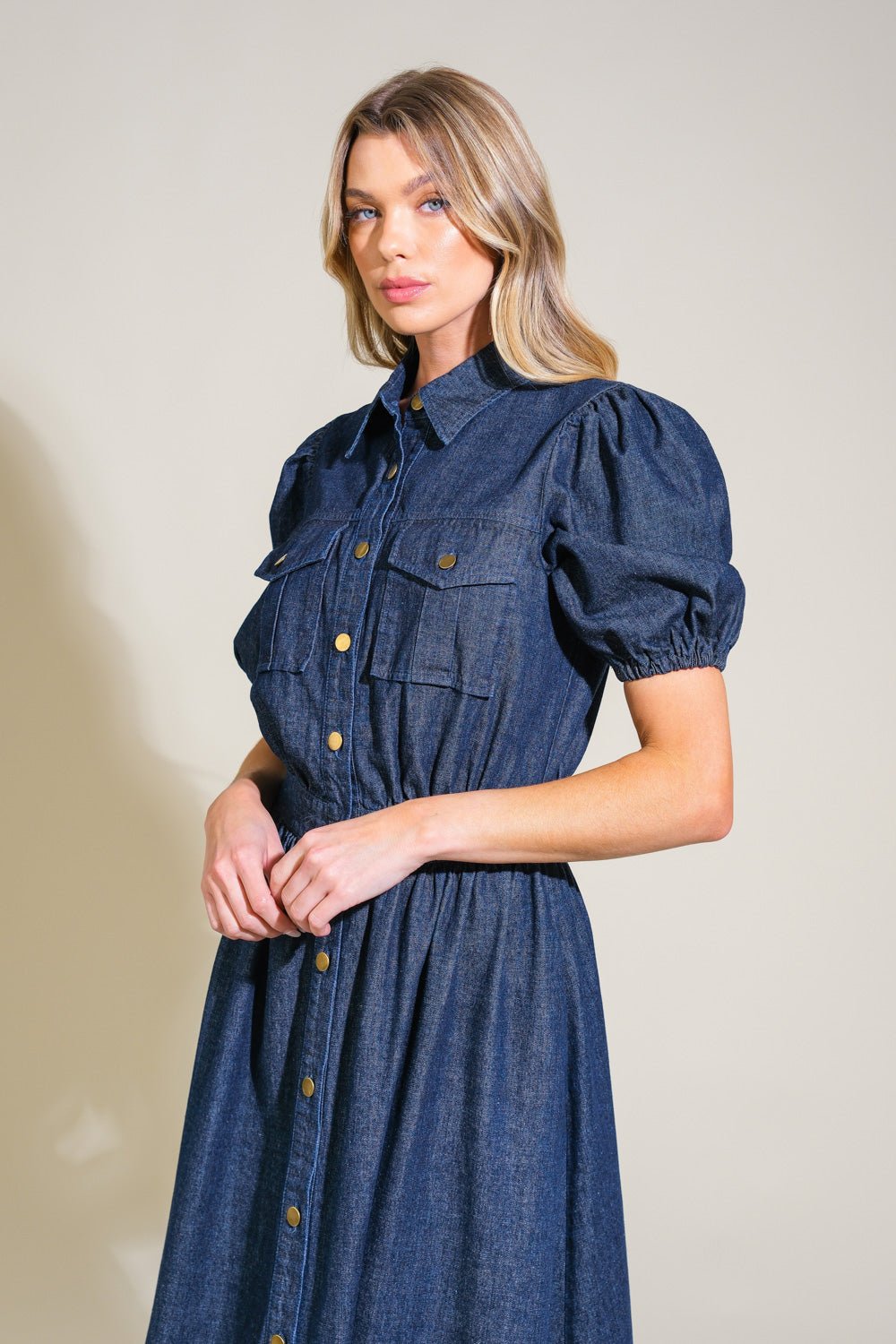 GET THE LOOK DENIM MIDI DRESS - Mack & Harvie