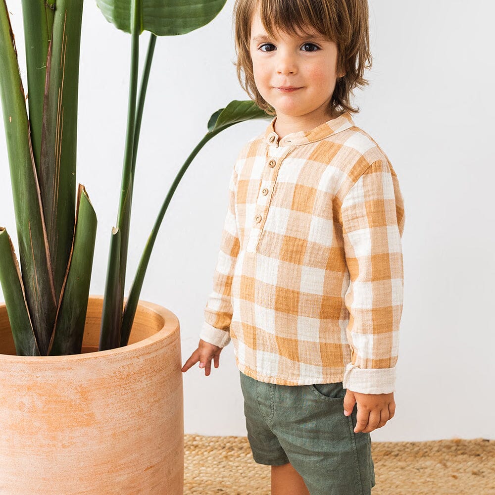 Gingham Shirt - Caramel - Mack & Harvie