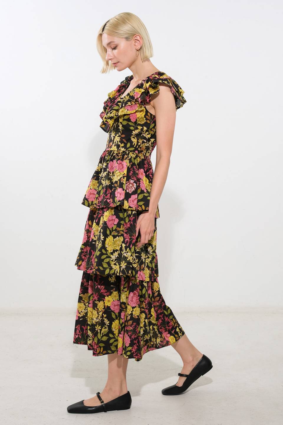 GRACEFUL GATHERING WOVEN MIDI DRESS - Mack & Harvie