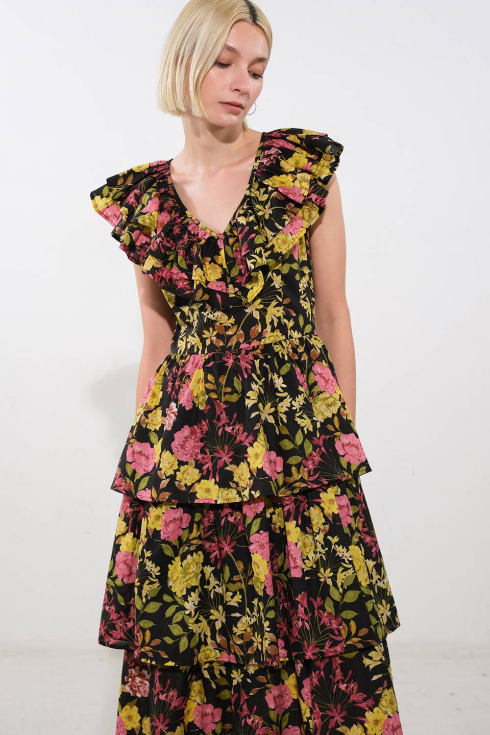GRACEFUL GATHERING WOVEN MIDI DRESS - Mack & Harvie