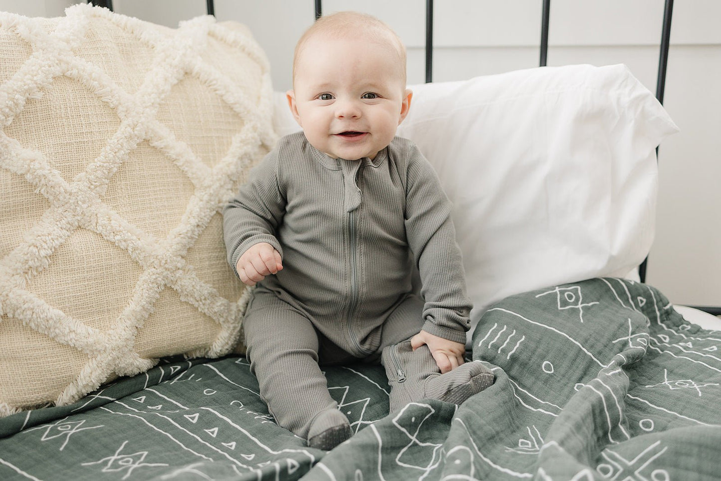 Grey Organic Cotton Ribbed Zipper - Mack & Harvie