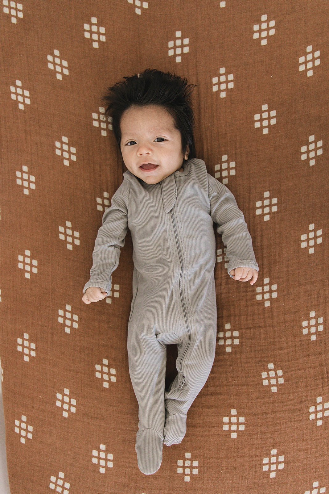 Grey Organic Cotton Ribbed Zipper - Mack & Harvie