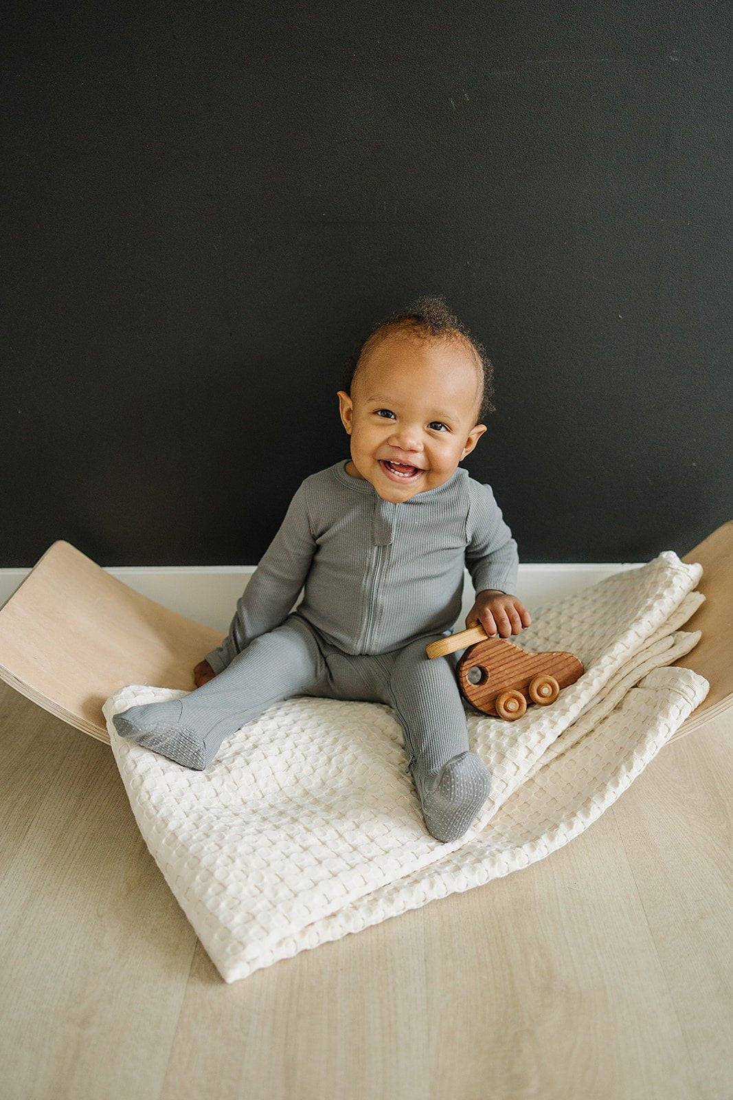 Grey Organic Cotton Ribbed Zipper - Mack & Harvie