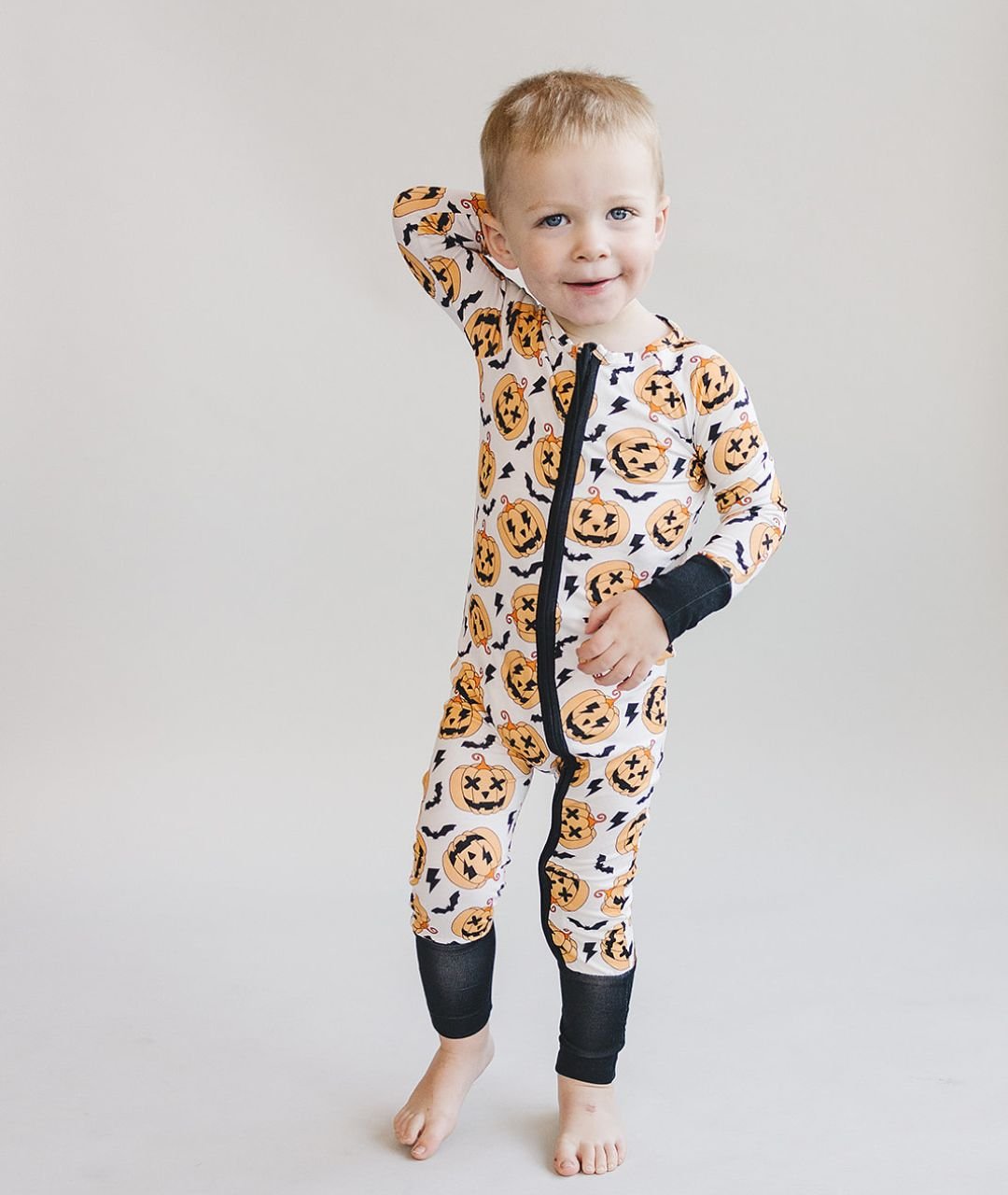 Halloween Bamboo Zip Romper | Black - Mack & Harvie