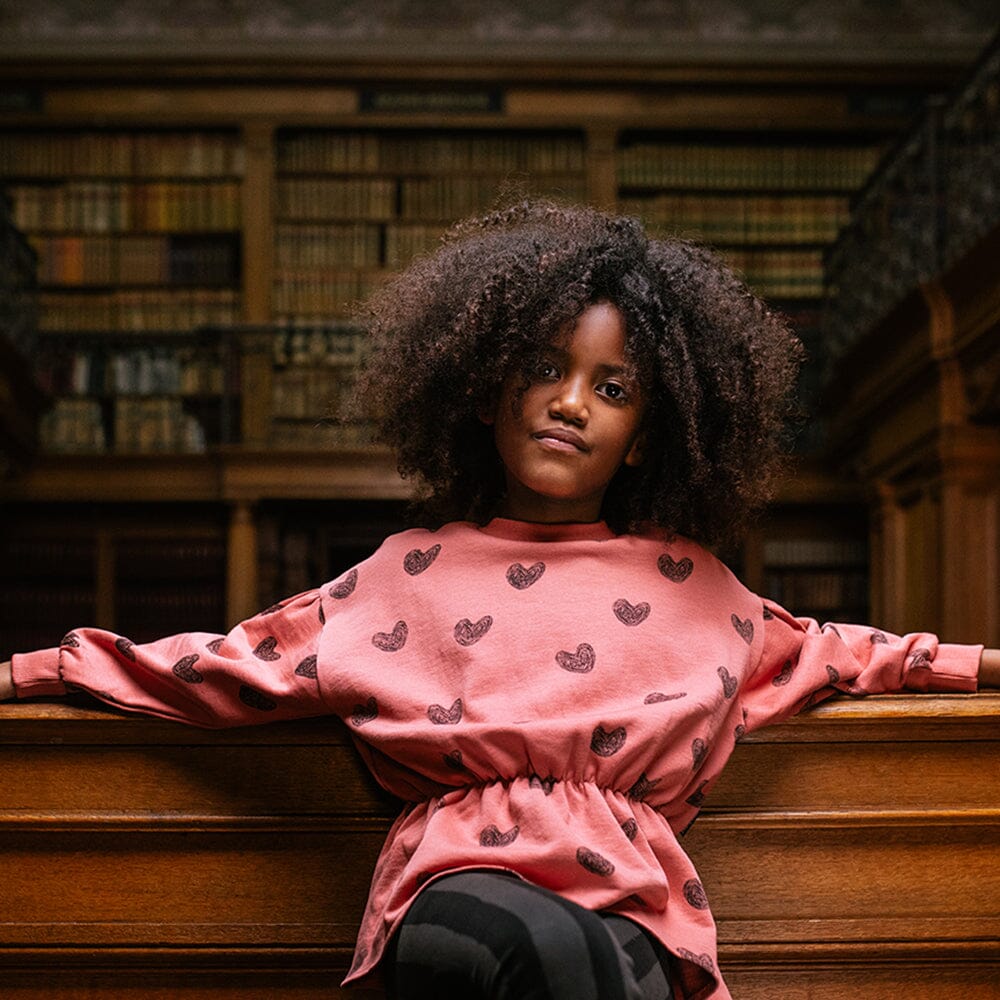 Heart Print Sweat Dress - Faded Rose - Mack & Harvie