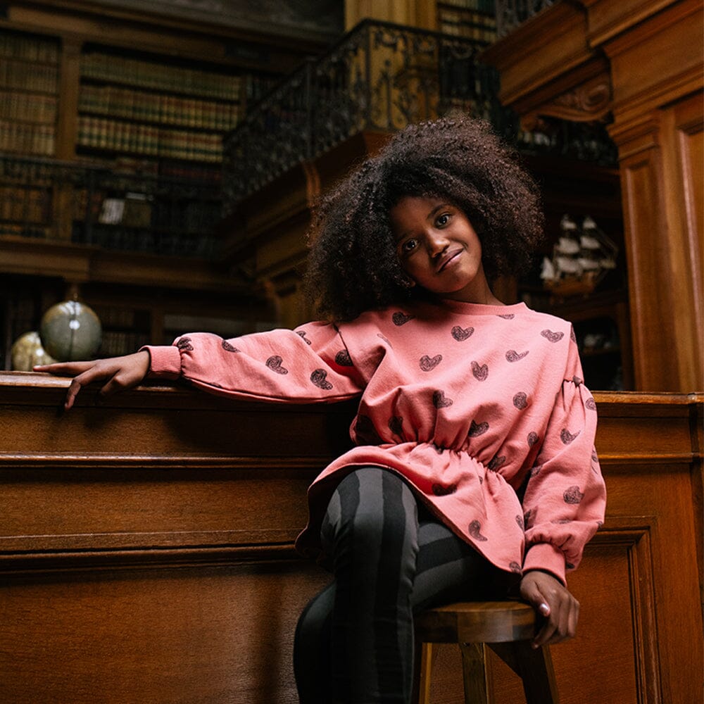 Heart Print Sweat Dress - Faded Rose - Mack & Harvie