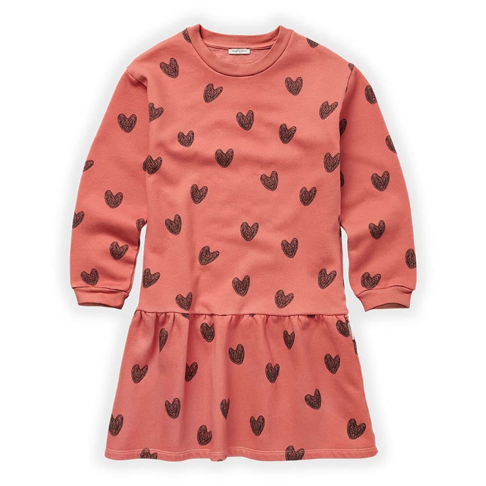 Heart Print Sweat Dress - Faded Rose - Mack & Harvie