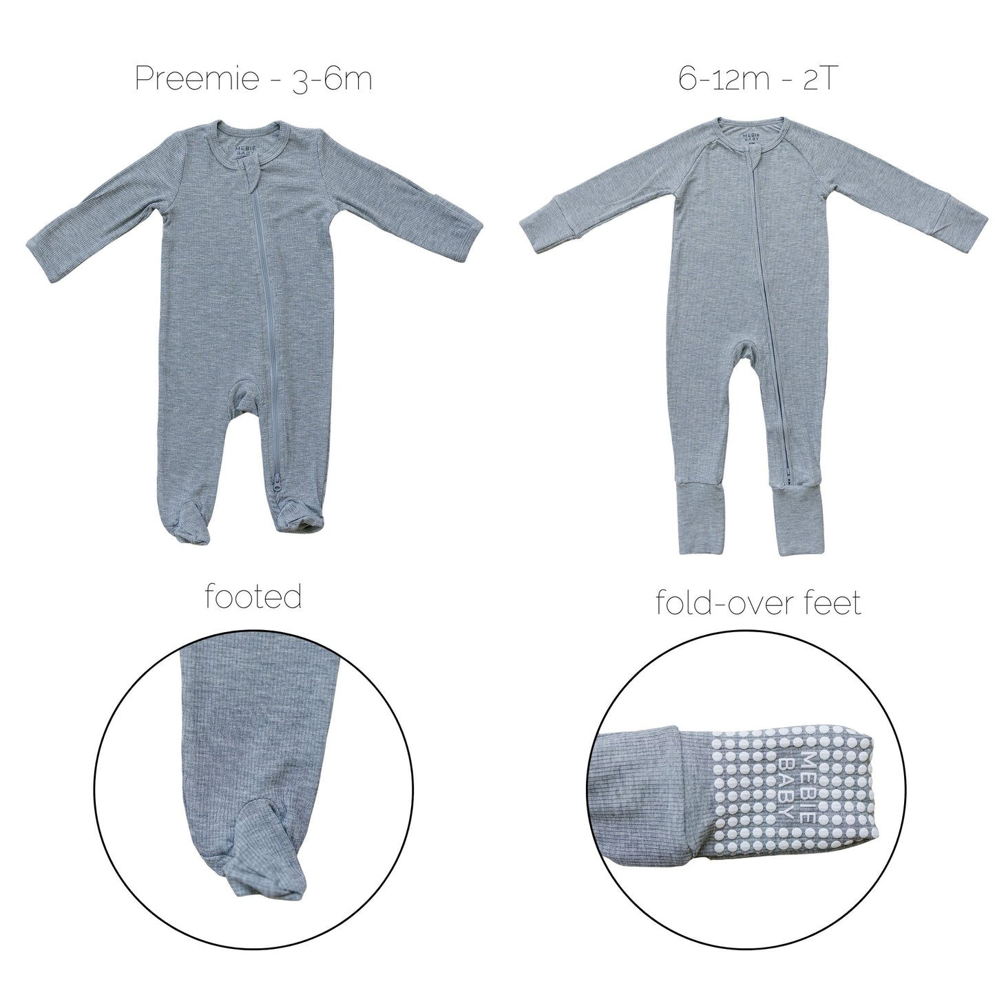 Heather Grey Ribbed Bamboo Zipper - Mack & Harvie