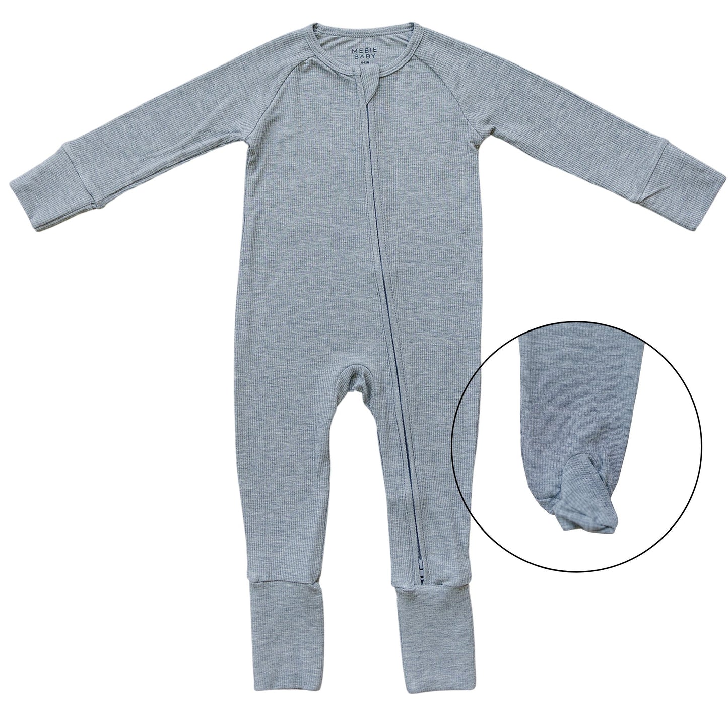 Heather Grey Ribbed Bamboo Zipper - Mack & Harvie