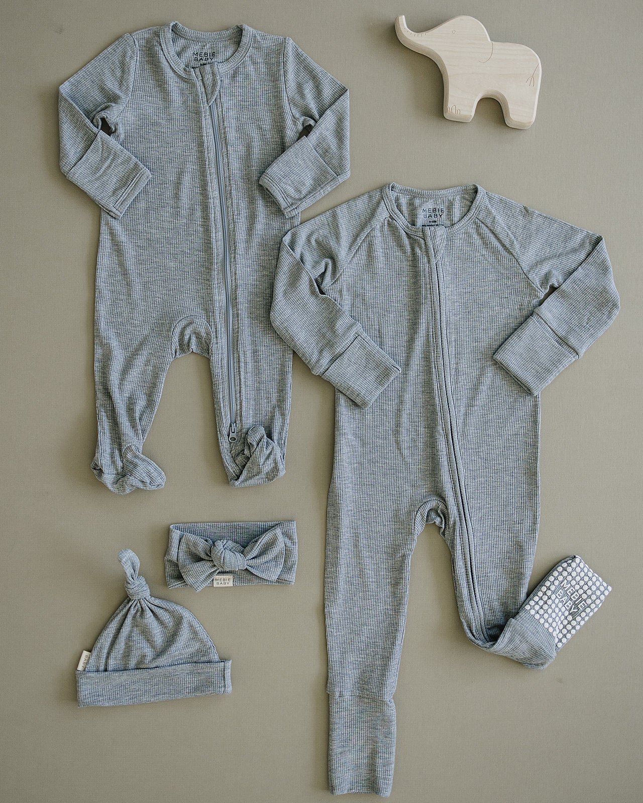 Heather Grey Ribbed Bamboo Zipper - Mack & Harvie