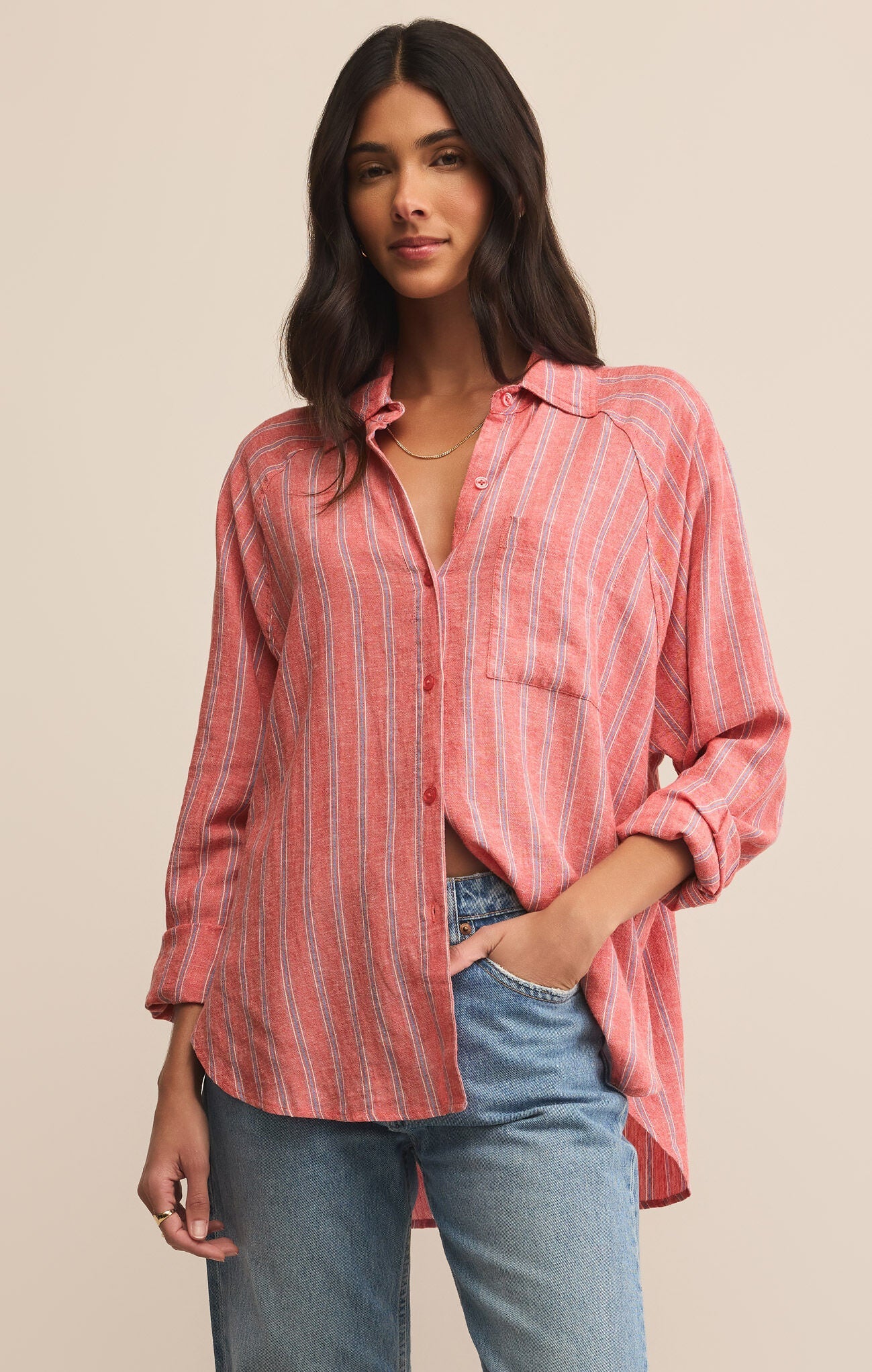 PERFECT LINEN STRIPE TOP