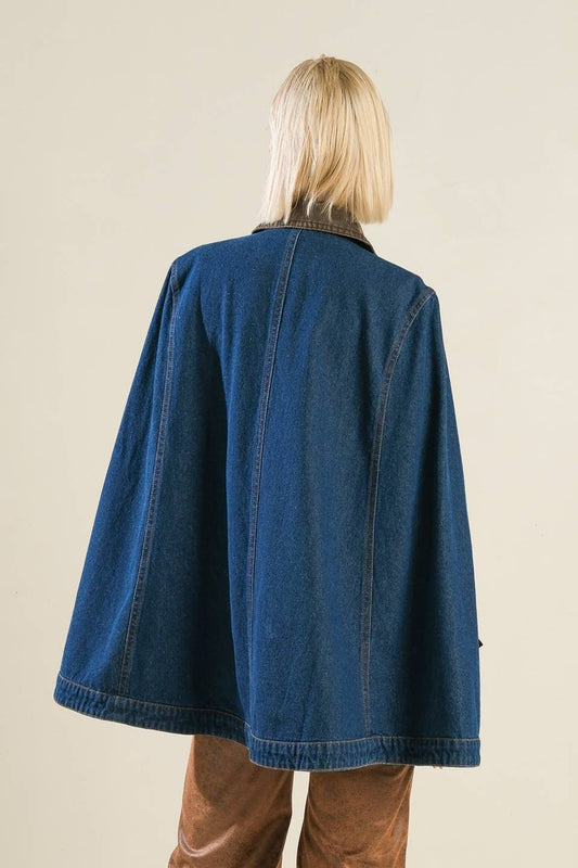 IF THOU MUST LOVE ME DENIM CAPE JACKET - Mack & Harvie