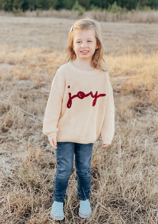 Joy Hand Embroidered Christmas Sweater