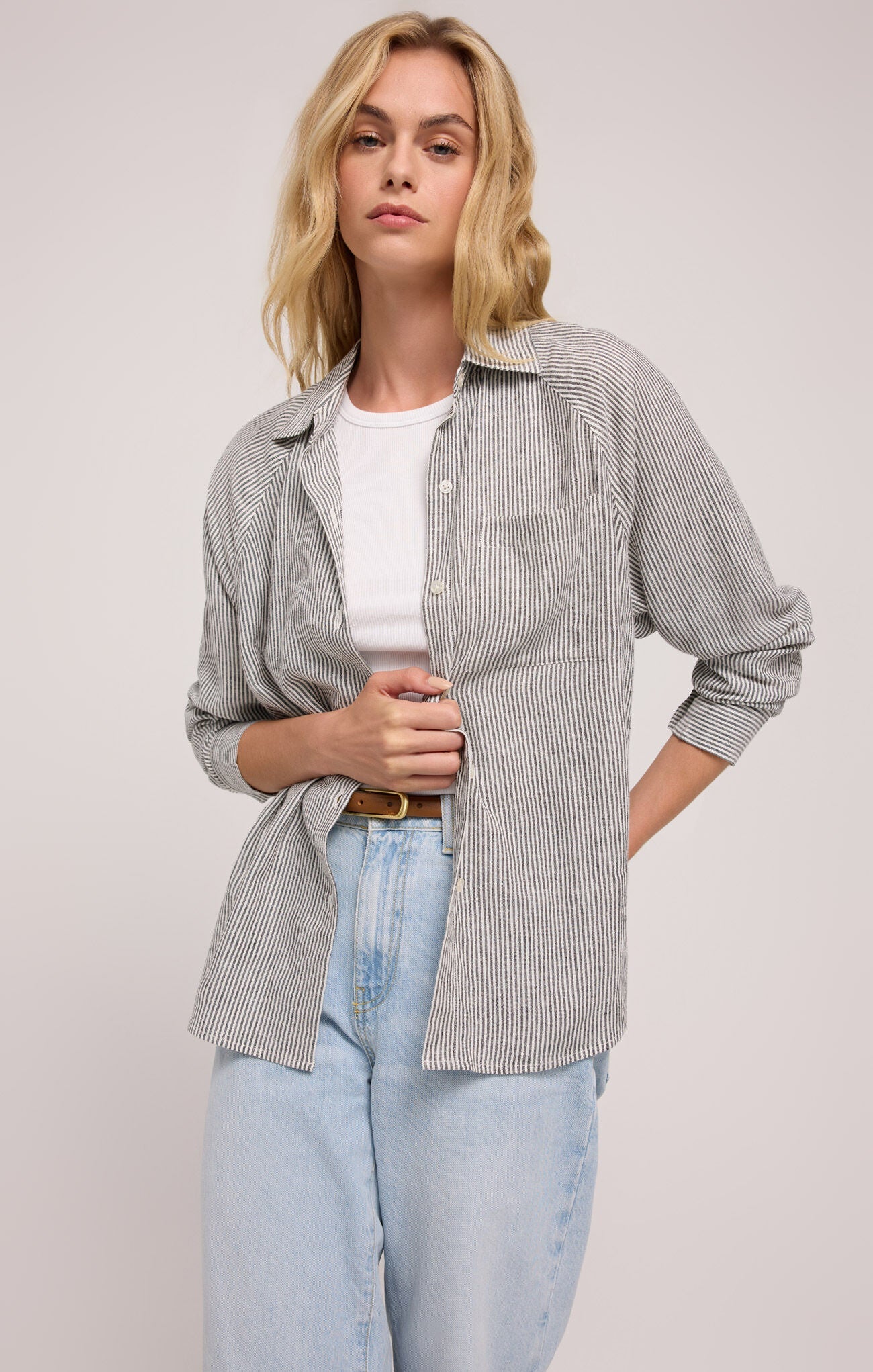 PERFECT LINEN STRIPE TOP