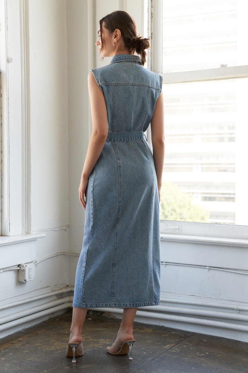 JUST FOLLOW ME DENIM MIDI DRESS - Mack & Harvie