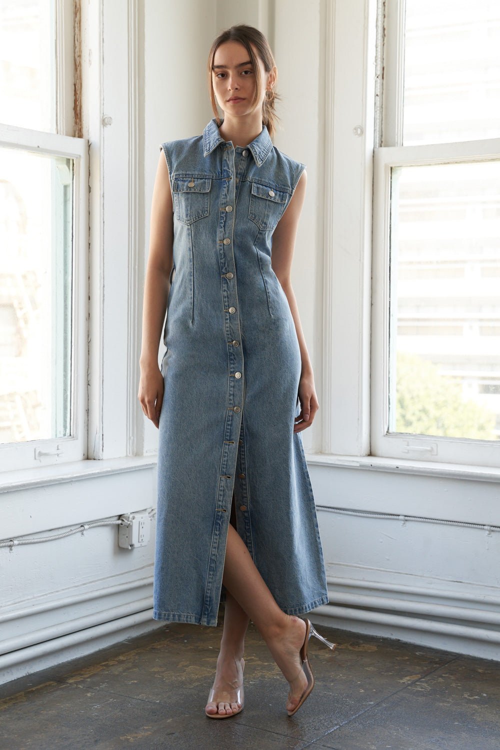 Jean midi dress sales