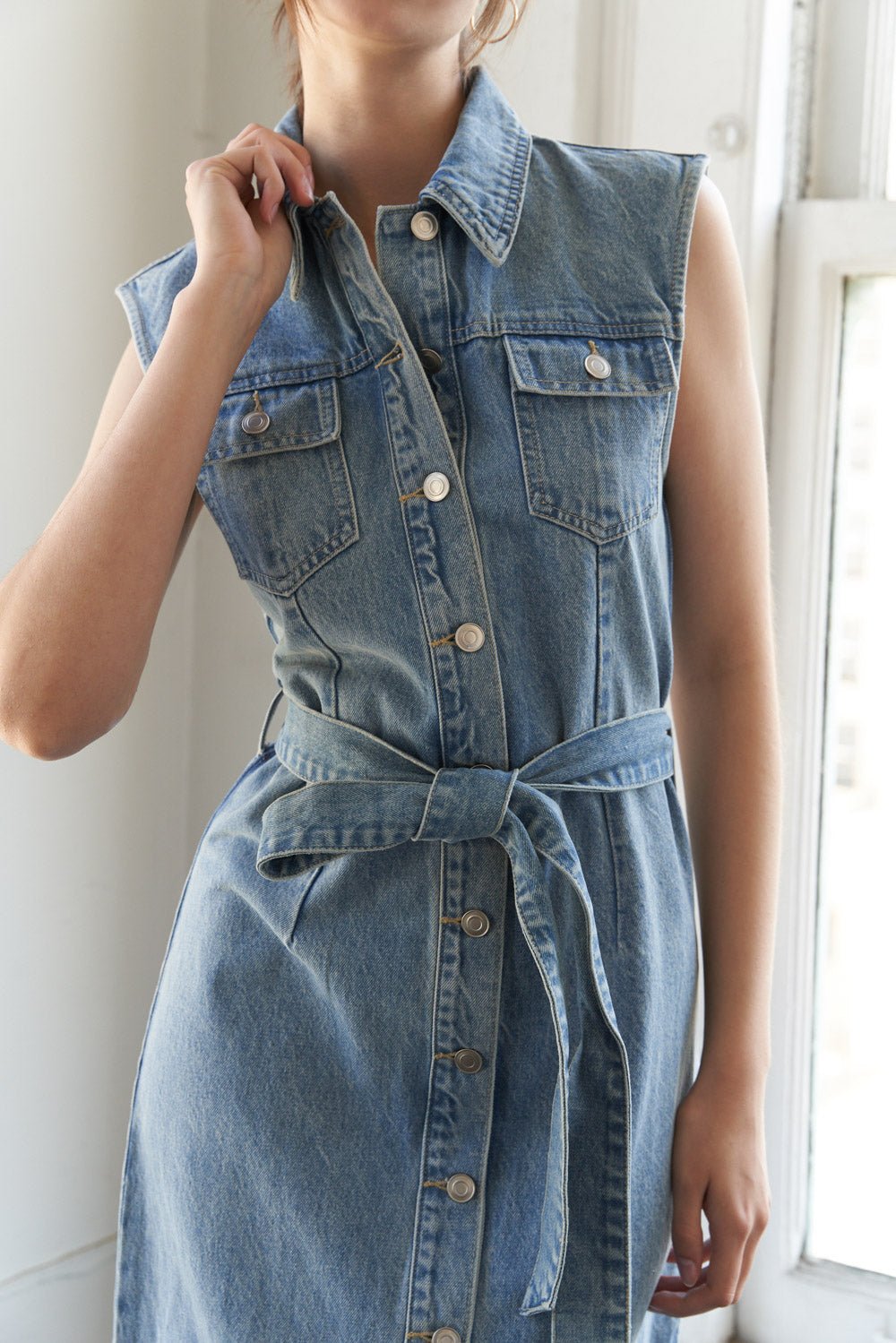 JUST FOLLOW ME DENIM MIDI DRESS - Mack & Harvie
