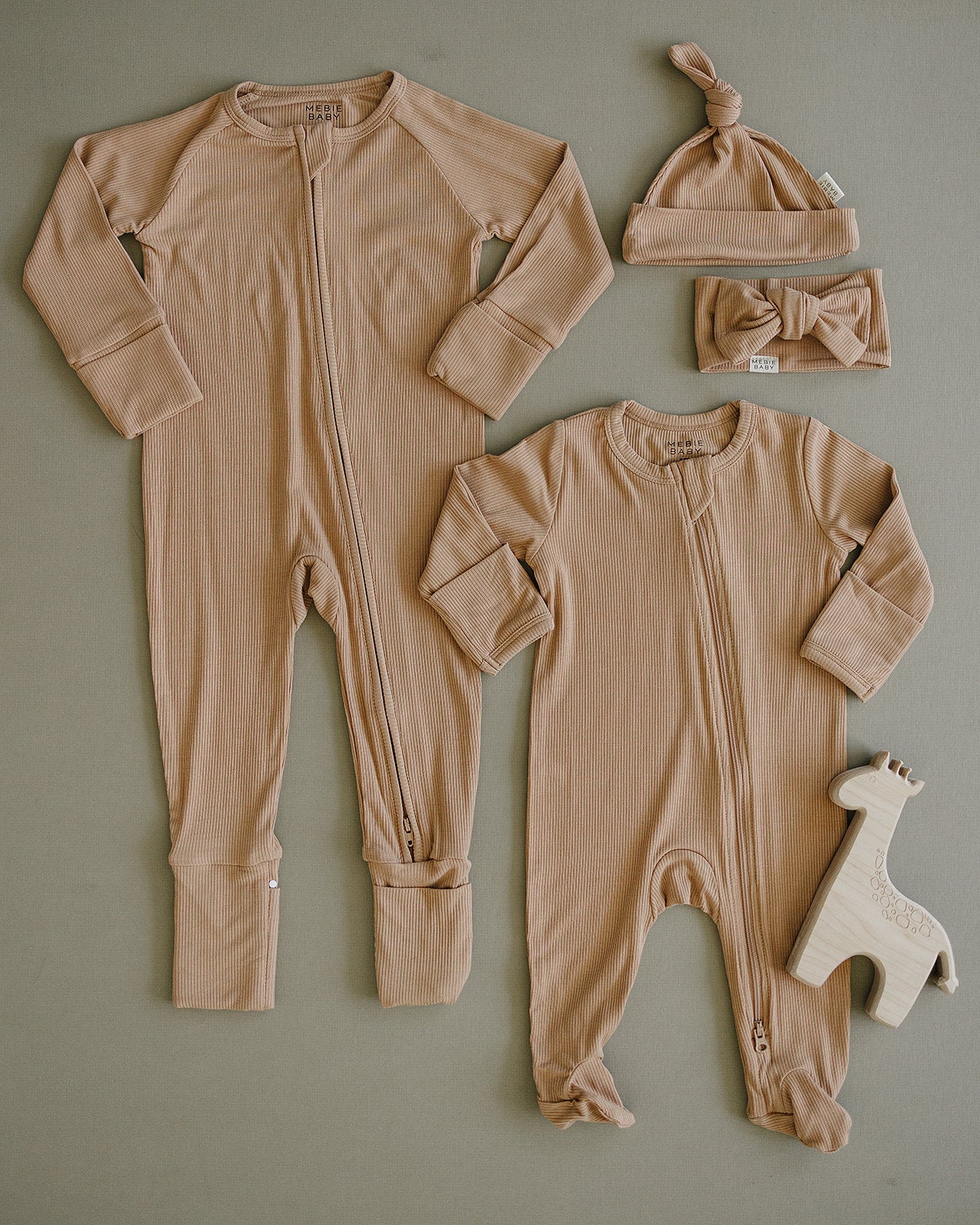 Latte Ribbed Bamboo Zipper - Mack & Harvie