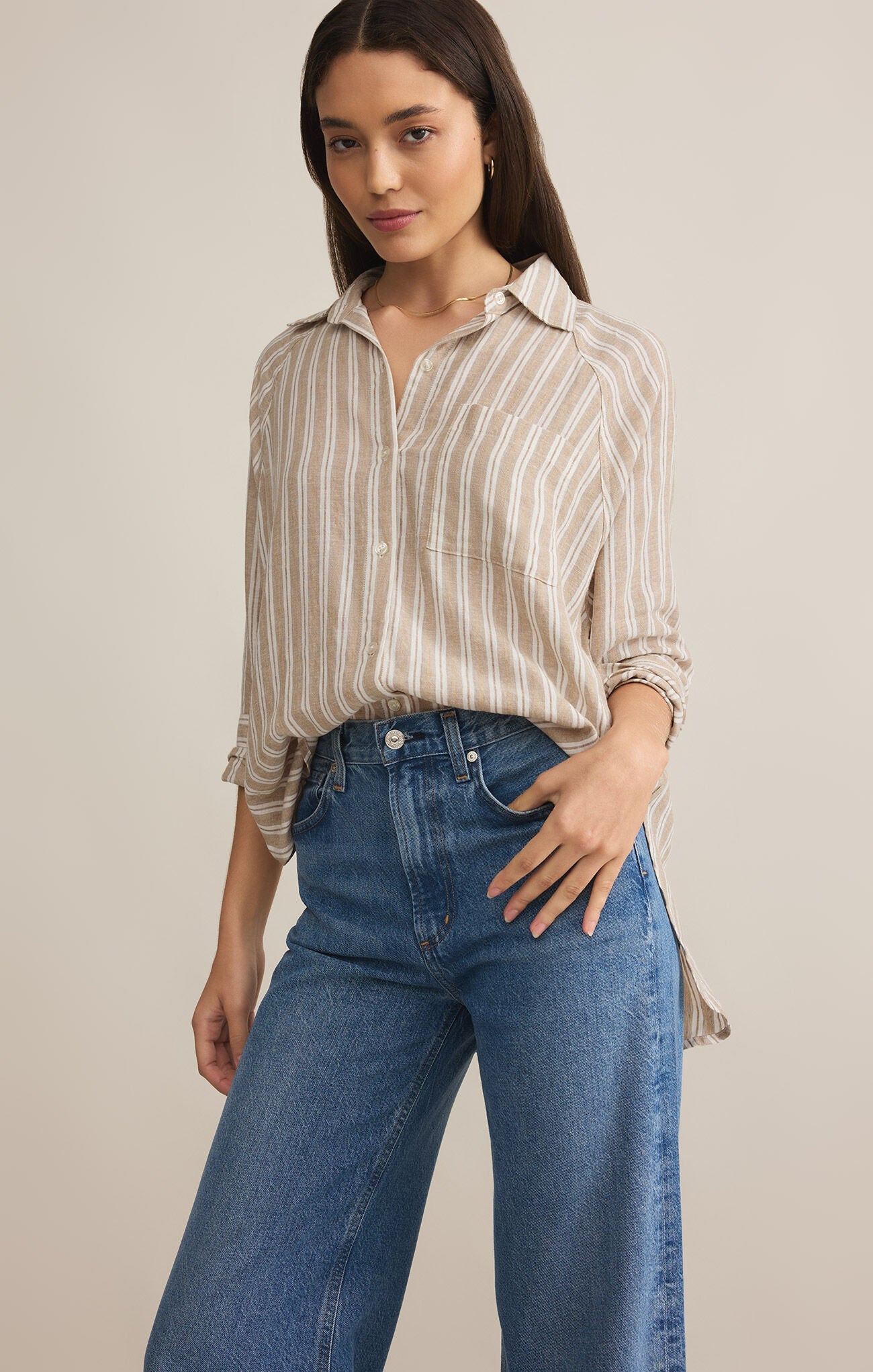PERFECT LINEN STRIPE TOP