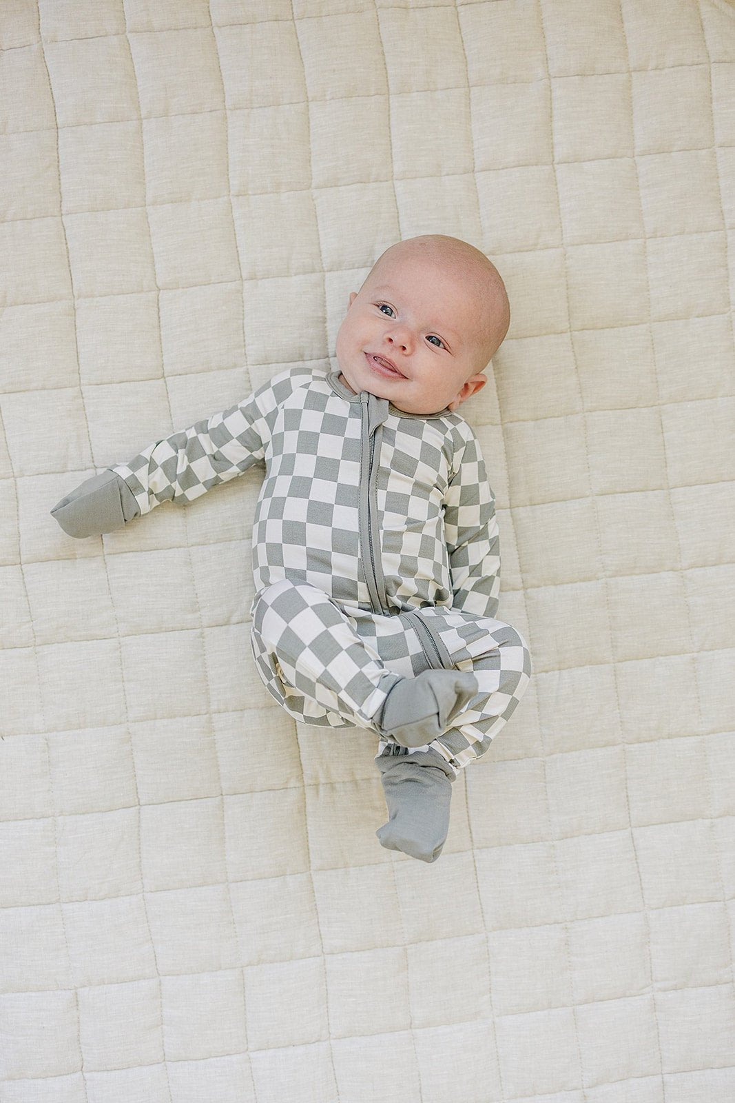 Light Green Checkered Bamboo Zipper - Mack & Harvie