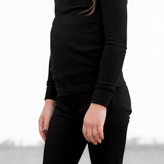 LONG SLEEVE 2 PIECE SETS - Midnight Ribbed - Mack & Harvie