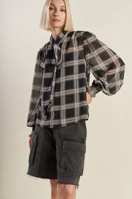 LOVELY INTUITION WOVEN PLAID TOP - Mack & Harvie