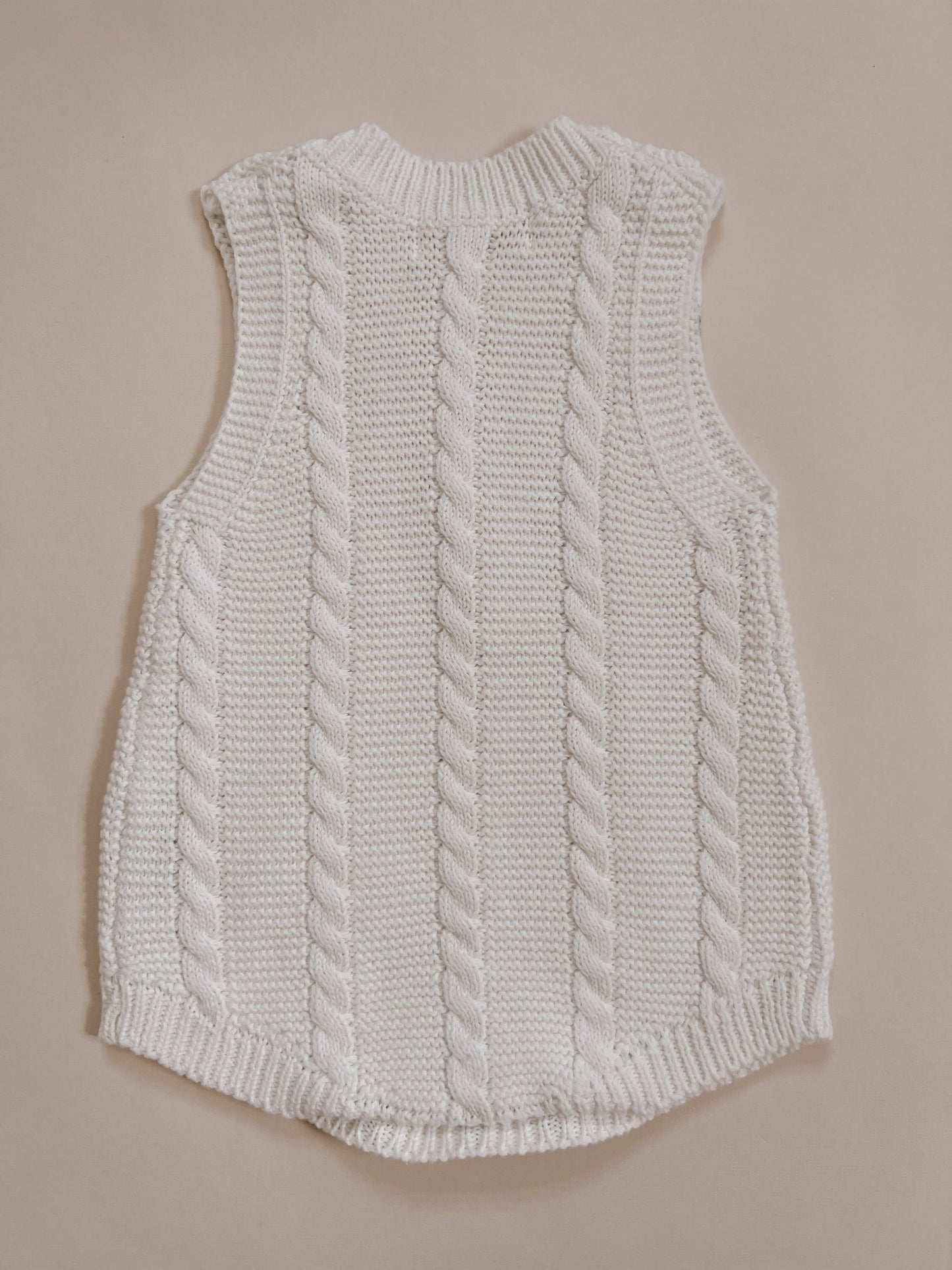 Luna + Luca Cable Knit Summer Romper - White - Mack & Harvie