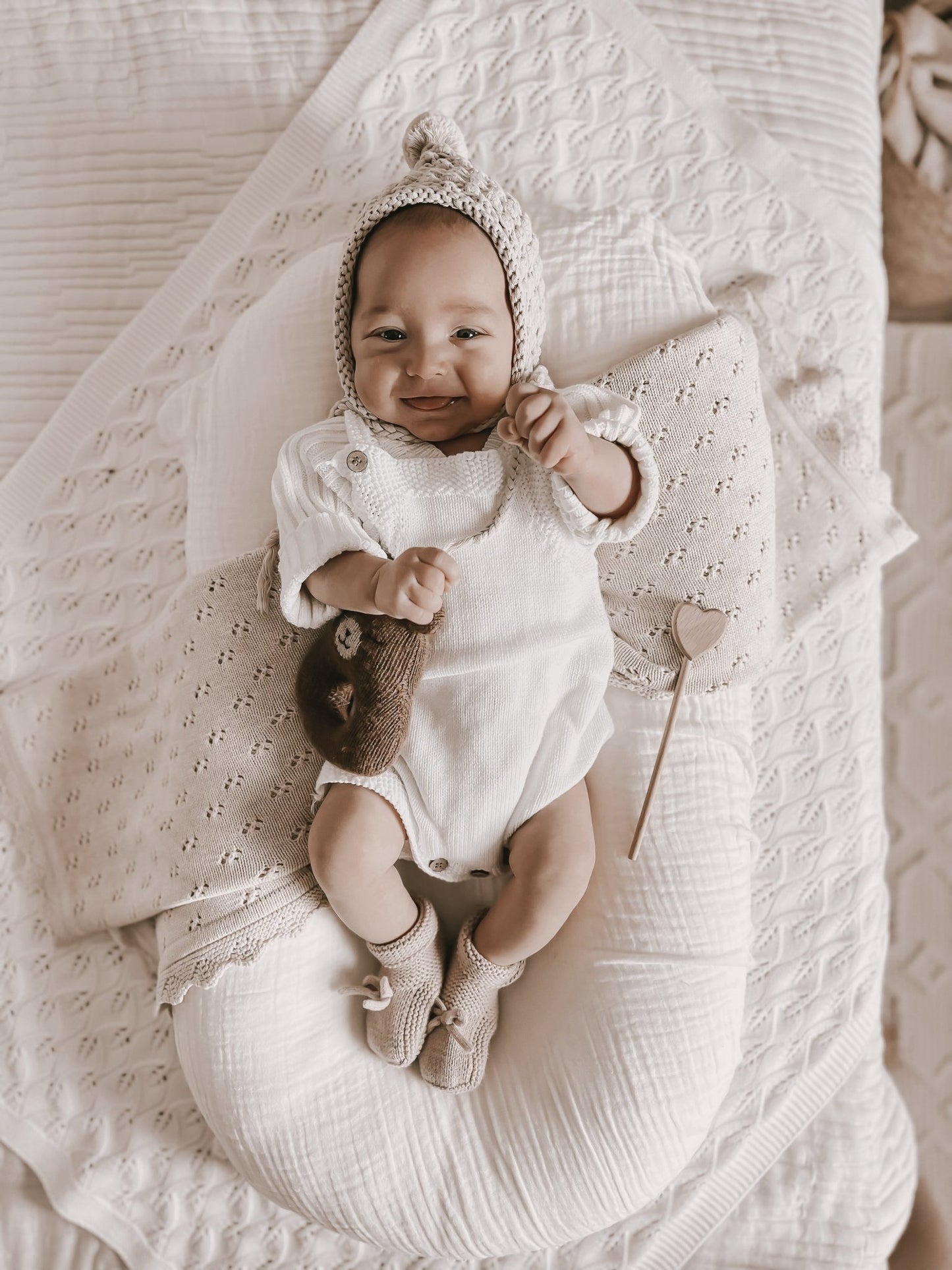 Luna + Luca Novelty Knit Romper - White - Mack & Harvie